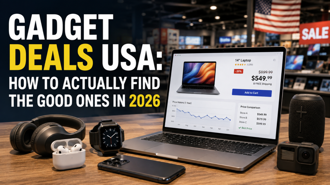 Gadget deals USA guide showing discounted electronics and shopping tips 2026