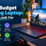 Budget gaming laptop features to look for, including graphics, performance, memory, and affordable gaming options.